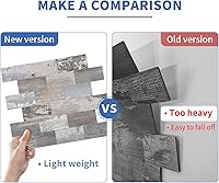 Vista 5 de DEWOO 20 hojas de azulejos de pared autoadhesivos estilo rustico para despegar y pegar para cocina estilo granja, aspecto de madera sintética
