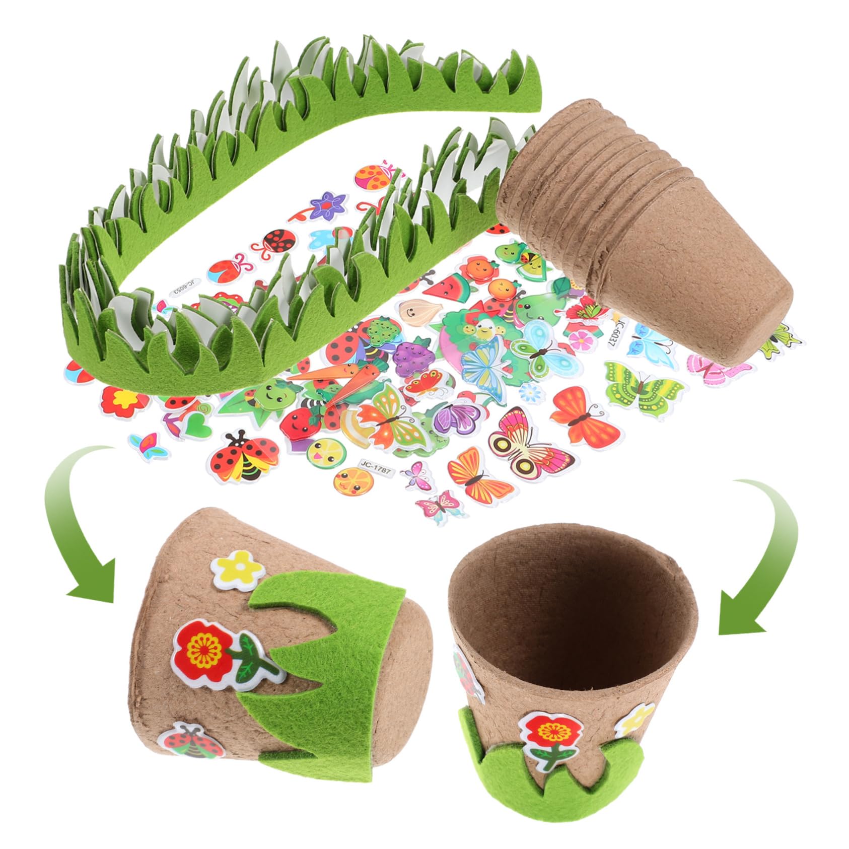 Abaodam 5sätze Diy Pulp Nursery Cups Mit Aufklebern Kreatives Bastelset Für Gartenpflanzen Papier-pflanzbecher Für Erwachsene Blumenübertöpfe Für Pflanzenanzucht