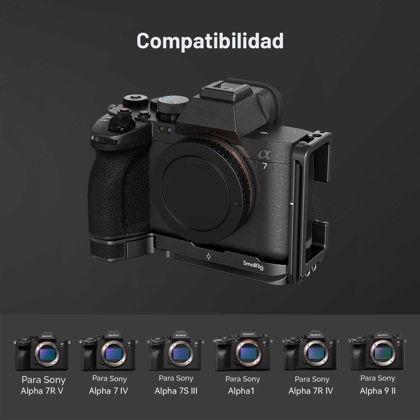 SMALLRIG L - Soporte para Sony A7R V/A7 IV/A7S III/A1/A7R IV/A9 II, Placa en L de liberación rápida para Arca - 3660