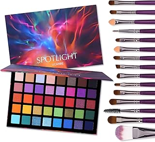 UCANBE Spotlight Eyeshadow Palette + 15 PCS Eye Brushes Makeup Set, Professional 40 Color Matte Shimmer Glitter Eye Shadow...