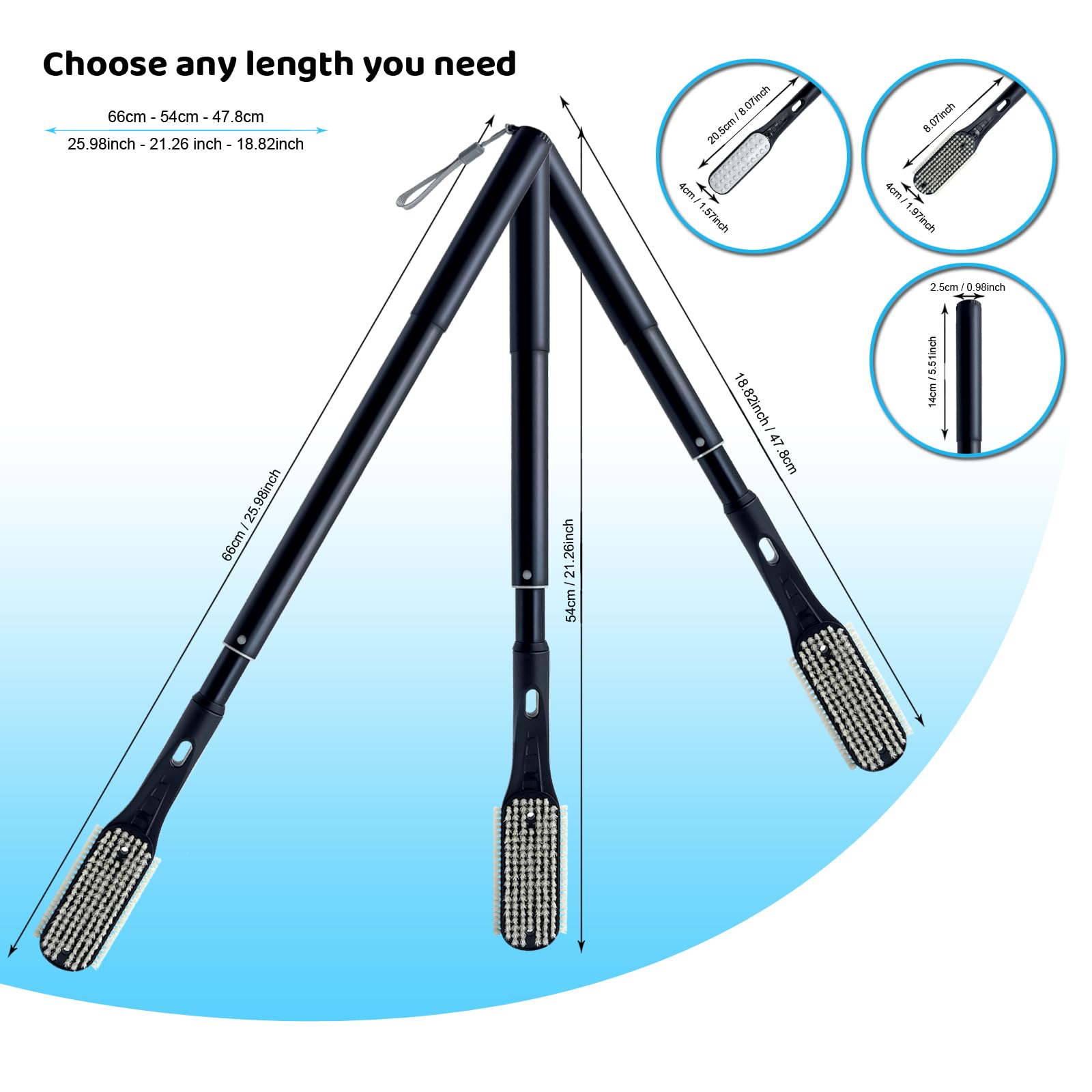 Brosse de Nettoyage pour les Orteils, Brosse Télescopique pour Pieds de Douche, Brosse de Douche pour Pieds pour un Nettoyage en Profondeur et l'Exfoliation pour Femmes, Hommes et Personnes Âgées