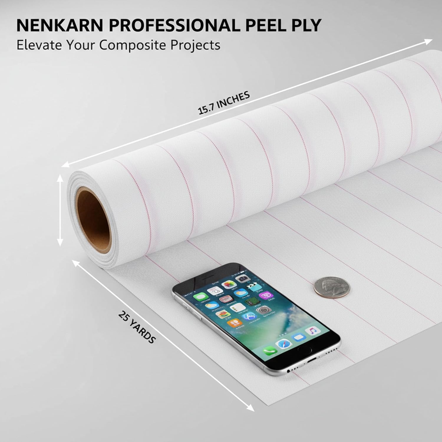 Peel Ply Release Fabric 15.7 Inch x 25 Yards, High Temperature Resistant Nylon for Epoxy Resin Fiberglass Carbon Fiber Hand Layup, Reduces Sanding and Amine Blush for Boat Auto Repair