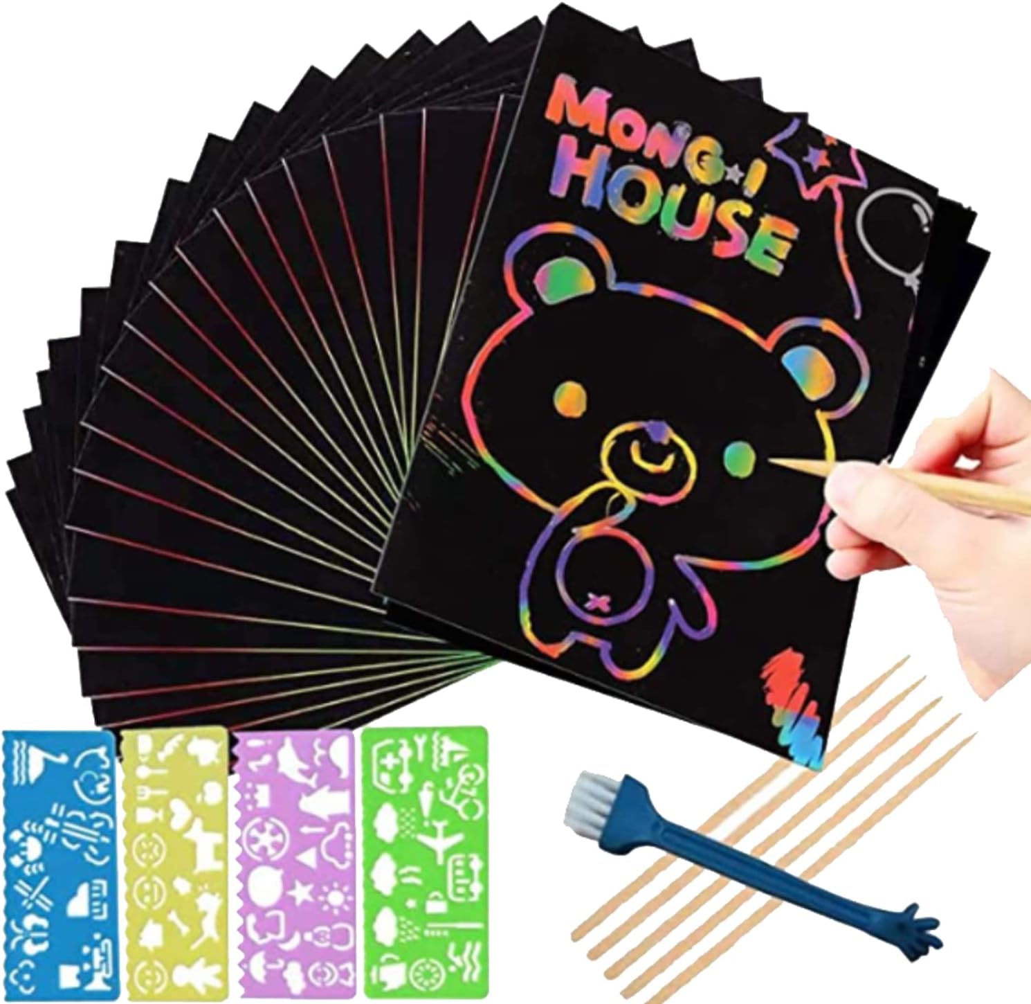 Mordely Scratch Paper Art for Kids 60 Pcs Magic Rainbow