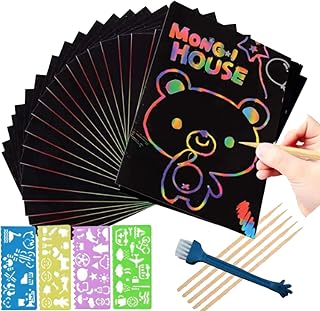 Mordely Scratch Paper Art for Kids - 60 Pcs Magic Rainbow Scratch Paper Off Set Scratch Crafts Arts Supplies Kits Pads Sheets Boards for Easter Party Games Christmas Birthday Gift