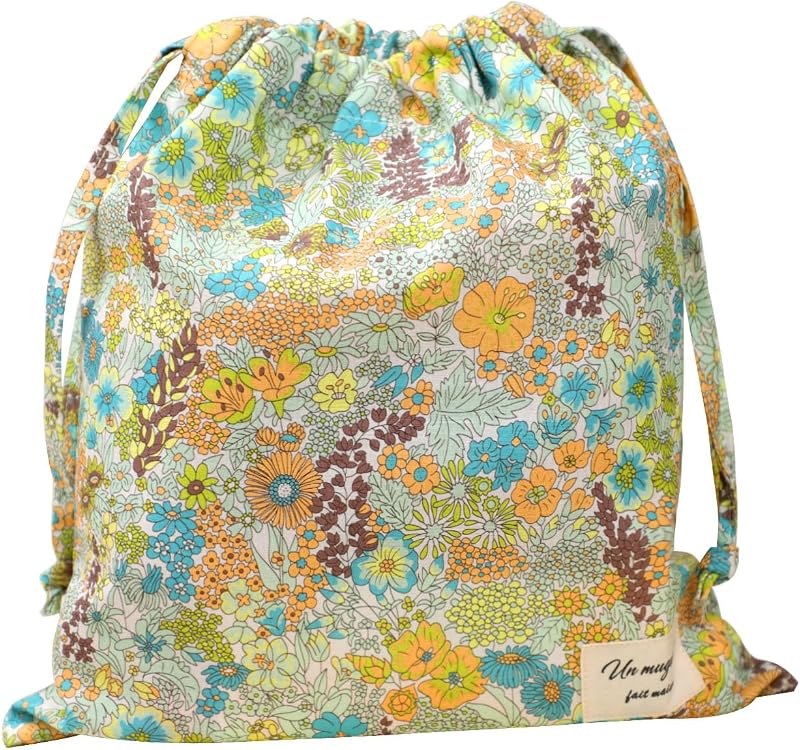 Necessaire floral vintage com cordão TOBETOPTOOLER, tecido de algodão, verde