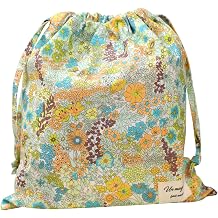 Vintage Floral Drawstring Makeup Bag,Toiletries Travel Bag Organizer with Durable Cotton Fabric Retro Coquette Aesthetic Cosmetic Pouch for Women Girls Pouches for Jewelry Green