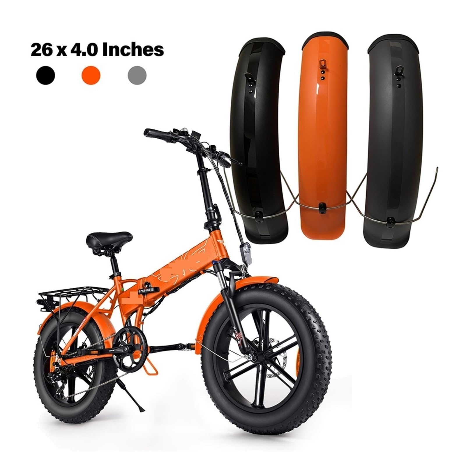 Fahrrad Schutzblech Fahrrad Schutzblech Set 26x4.0 inch Breite vordere hintere Kotflügel MTB Offroad Fat Tire Bikes Wings Full Coverage Fat Bike Fenders Plastic (Color : 1 Set Orange)