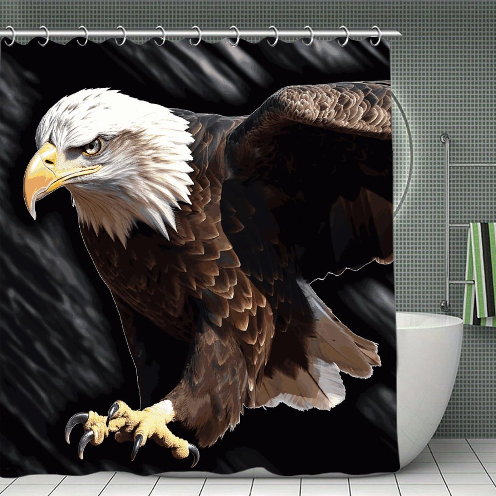 VstaDank an Eagle Shower Curtain 71x71 Heavy Duty Polyester Cloth Bath Curtain with Hooks Thick Waterproof Shower Liner Fun Magic Decorative Bathroom Curtains for Bathtub