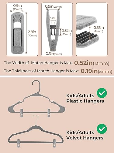 Miniatura 8 de COZYMOOD Paquete de 24 clips de terciopelo para colgar pantalones, clips duraderos para colgar ropa para perchas de terciopelo, clips de terciopelo