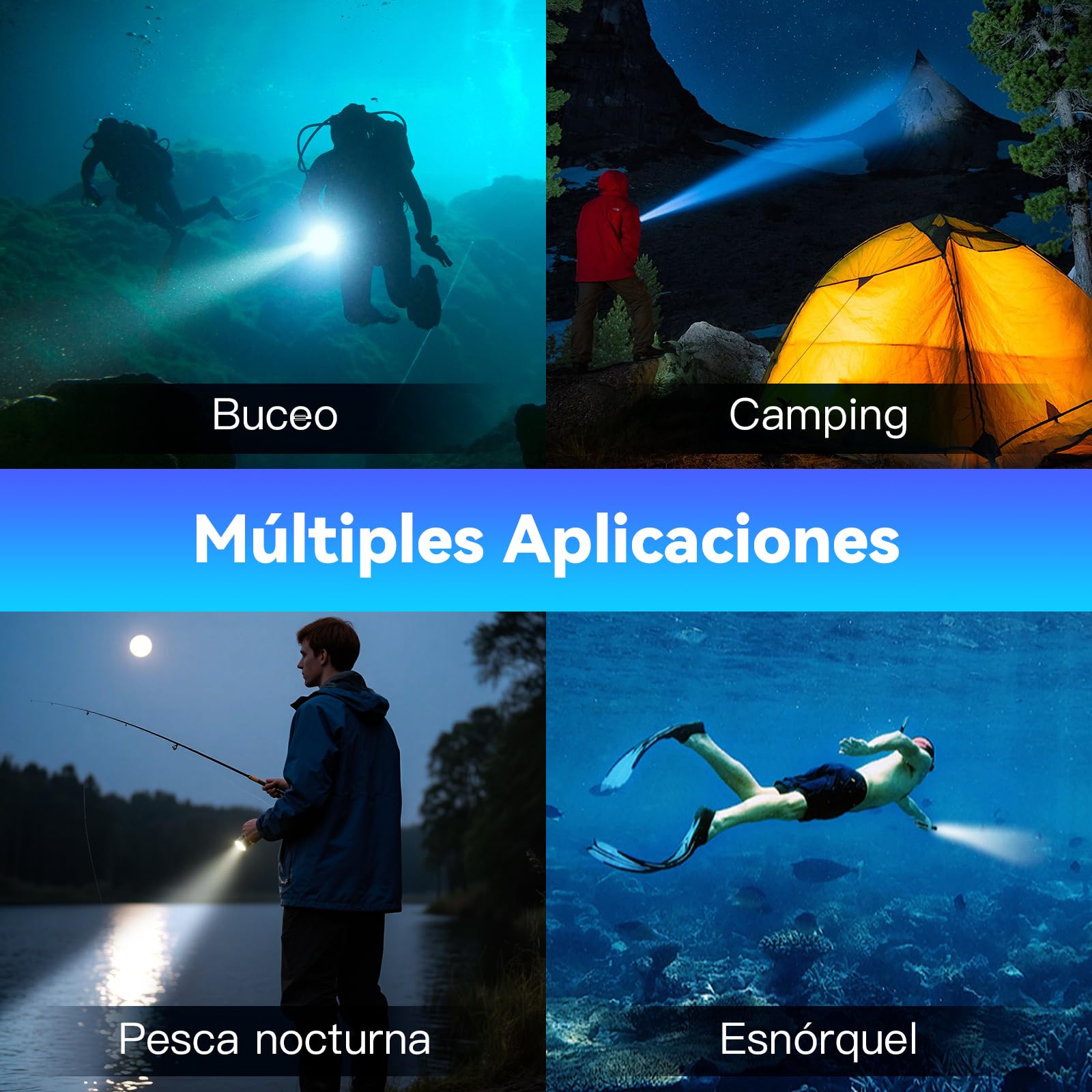 Sofirn SD08 - Lámpara de buceo LED recargable, 3200 lúmenes, muy brillante, con anillo de posición LED, 4 modos, IPX8, resistente al agua para buceo nocturno, fotografía subacuática y uso diario