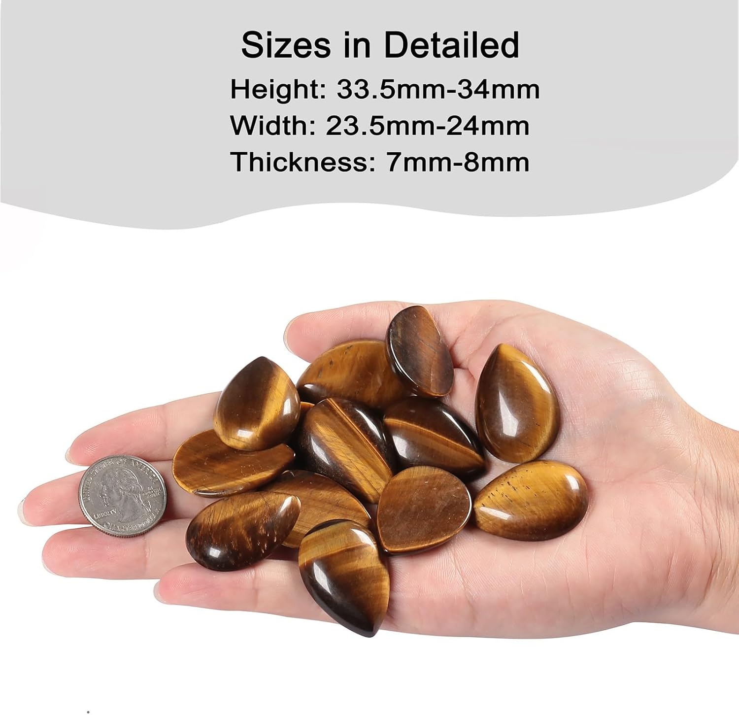 TUMBEELLUWA 10 Pcs Teardrop Crystal Beads for Jewelry Making, Tiger's Eye Stone Cabochon Flat Back Beads for Crafting 24x34 mm