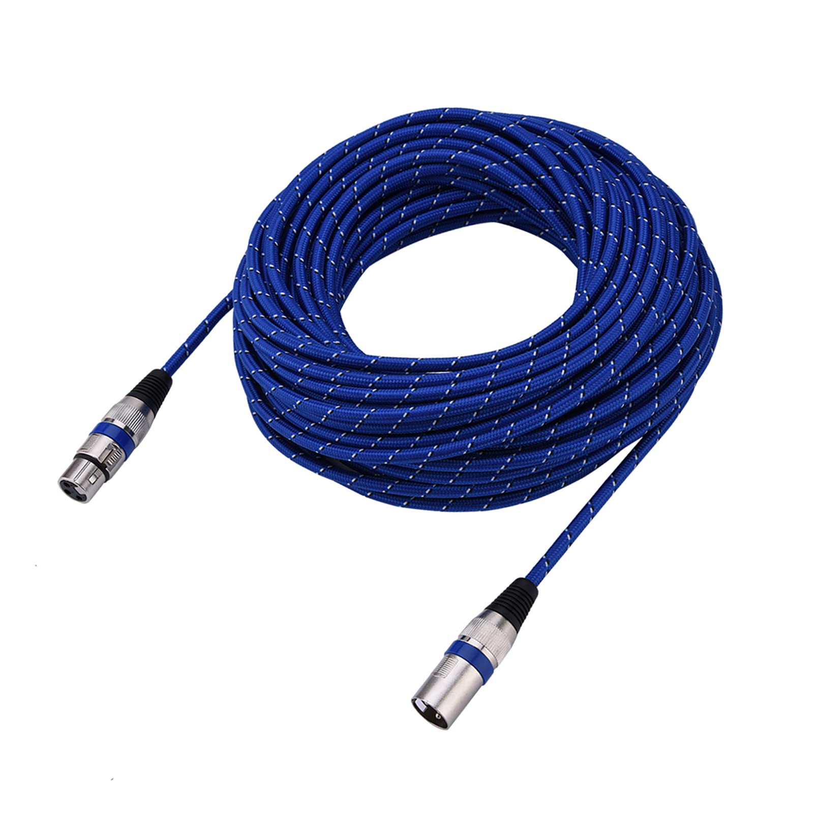 Cavo audio per microfono XLR maschio-femmina bilanciato a 3 pin, cavo per microfono XLR professionale con guaina intrecciata in nylon, design blu resistente alla sporcizia per palc (20m)