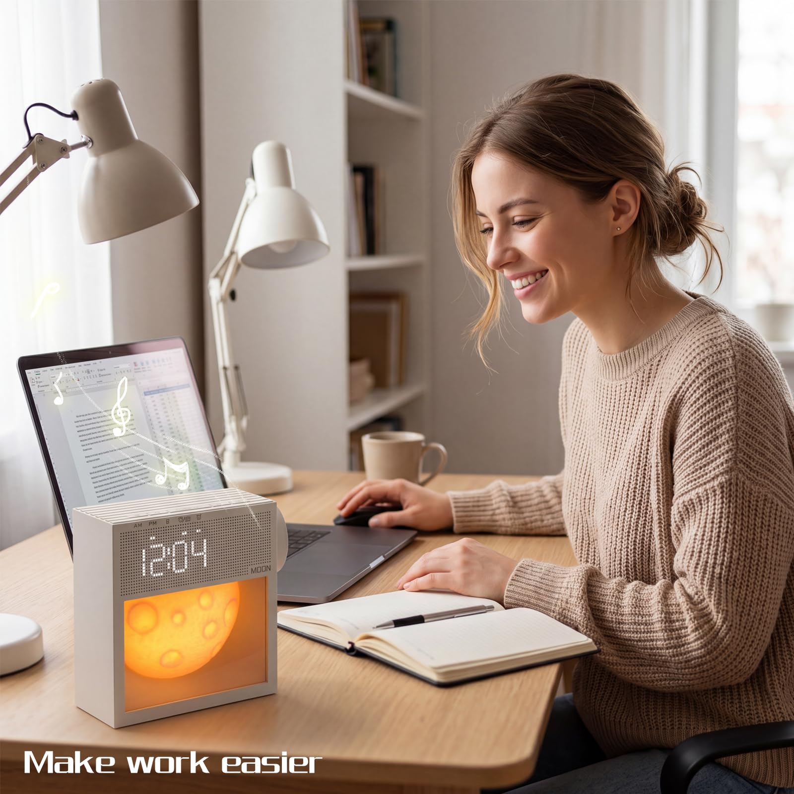 Despertador Amanecer, Despertador Luz Natural, Lampara Amanecer | 3 Niveles De Luminosidad, Despertador con Luz De Amanecer, 20 Sonidos Naturales, Luz Nocturna Regulable – para El Dormitorio.