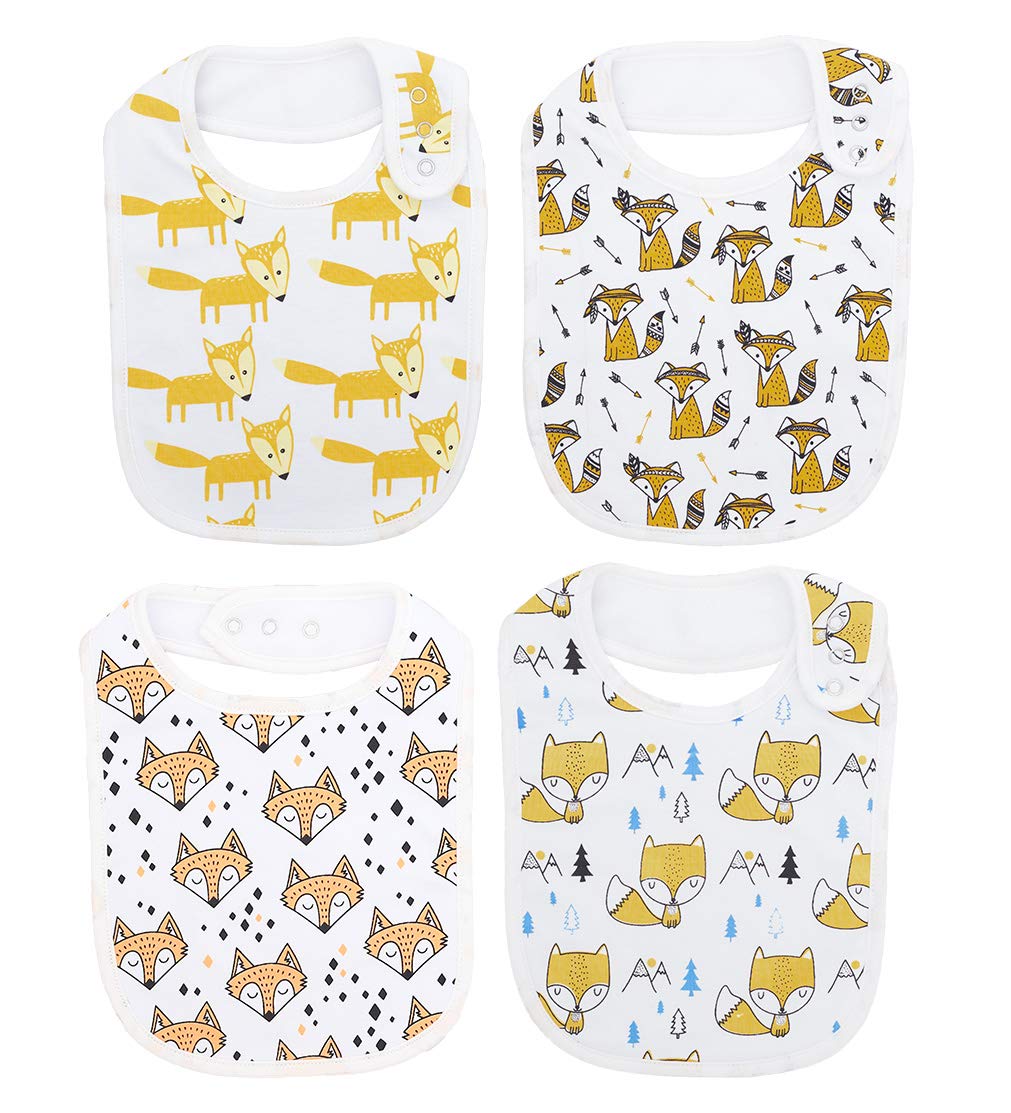 Maiwamita Multifox Waterproof Large Baby Bibs For Drooling Teething Eating For Toddlers 4 Pack