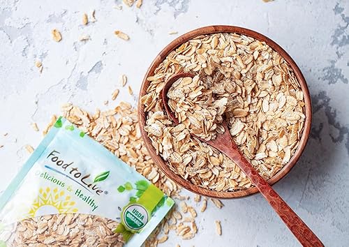 Miniatura 6 de Copos de trigo KAMUT Khorasan enrollados orgánicos, 2 libras, sin OMG, hechos de bayas de trigo integral, kosher, a granel, ideal para cereales,