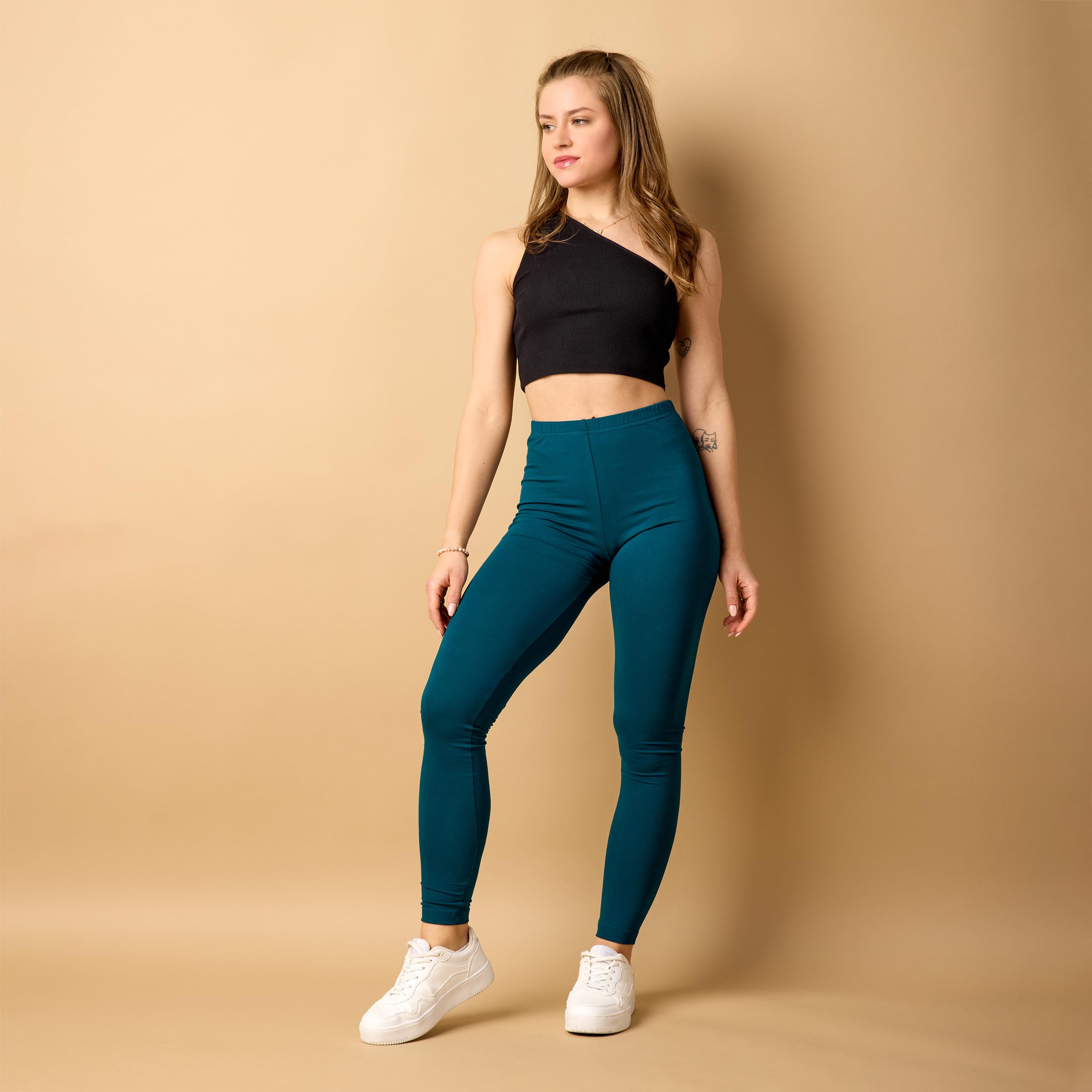Merry Style Leggings Lunghi Donna in Viscosa con Elastan Ampia Pantaloni Donna Banda Elastica Leggins Donna per Casa Palestra Tempo Libero MS10-143