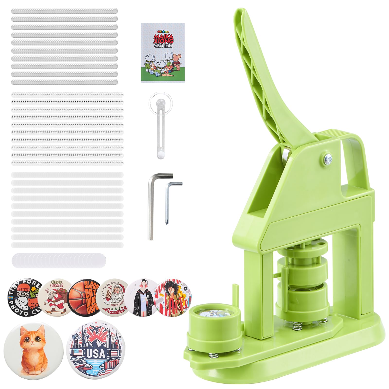 VEVOR Macchina per la Creazione di Spille 32 mm in Plastica, Pressa con 500 Componenti Libretto Magico Taglierina Circolare e Chiavi Esagonali, Impugnatura Ergonomica Rinforzata, per Regali Fai Da Te