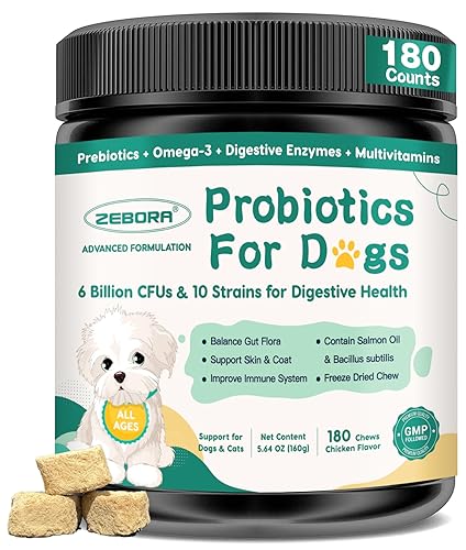 Probiotics for Dogs, Dog Probiotics with Digestive Enzymes, Prebiotics, Omega-3