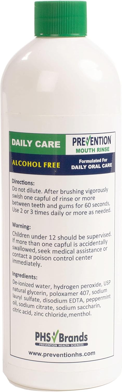 Prevention Daily Care Alcohol Free Mouthwash 16 Ounce | Zero Alcohol Mouthwash | Gentle Hydrogen Peroxide Mouthwash : Beauty & Personal Care