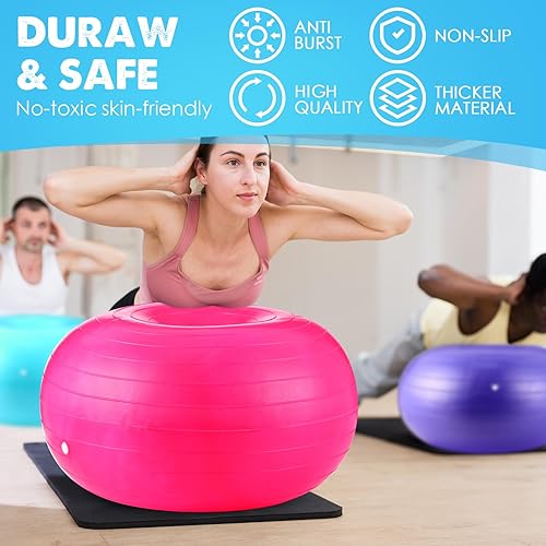 Miniatura 4 de Honoson 12 piezas de asientos flexibles para aula, sillas de pelota de yoga elementales para niños, silla inflable de dona, silla de oficina,
