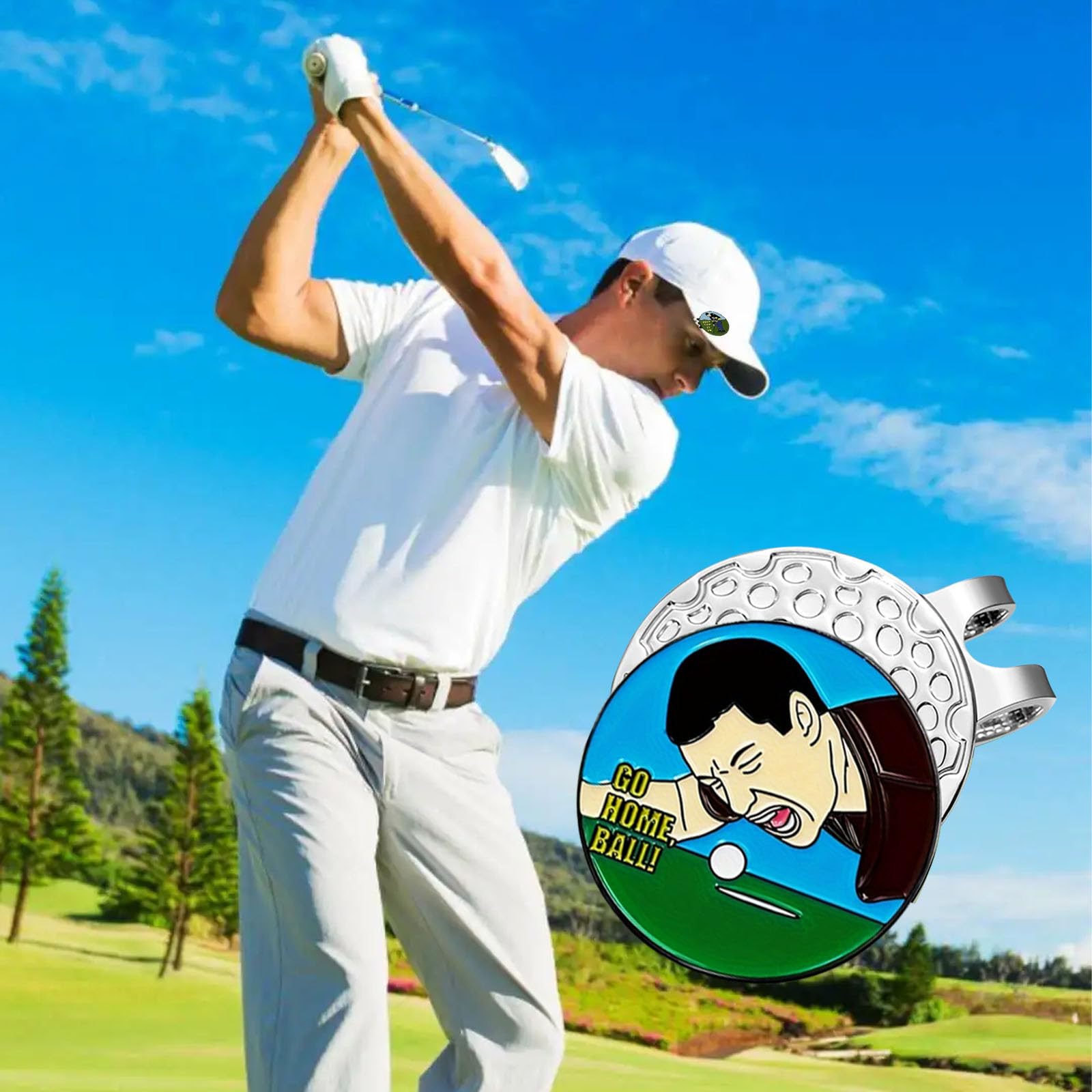 Set di 4 Pezzi Accessori da Golf Marcatori per Palline Happy Gilmore con Clip Magnetica per Cappello