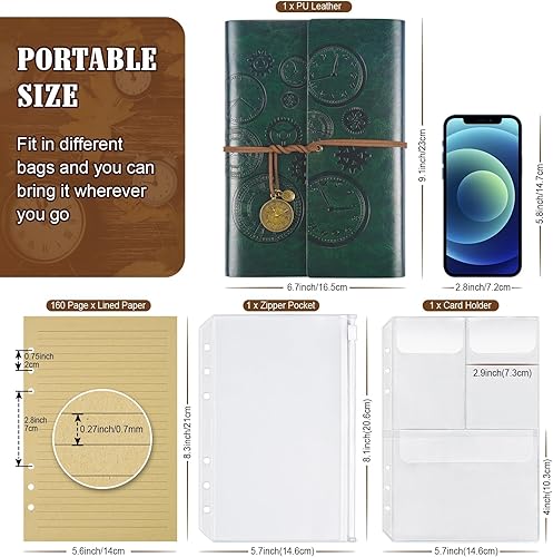 Miniatura 2 de Diario de cuero, diario de viaje, diario vintage para mujeres y hombres, diario encuadernado en cuero para escribir, cuaderno de diario recargable