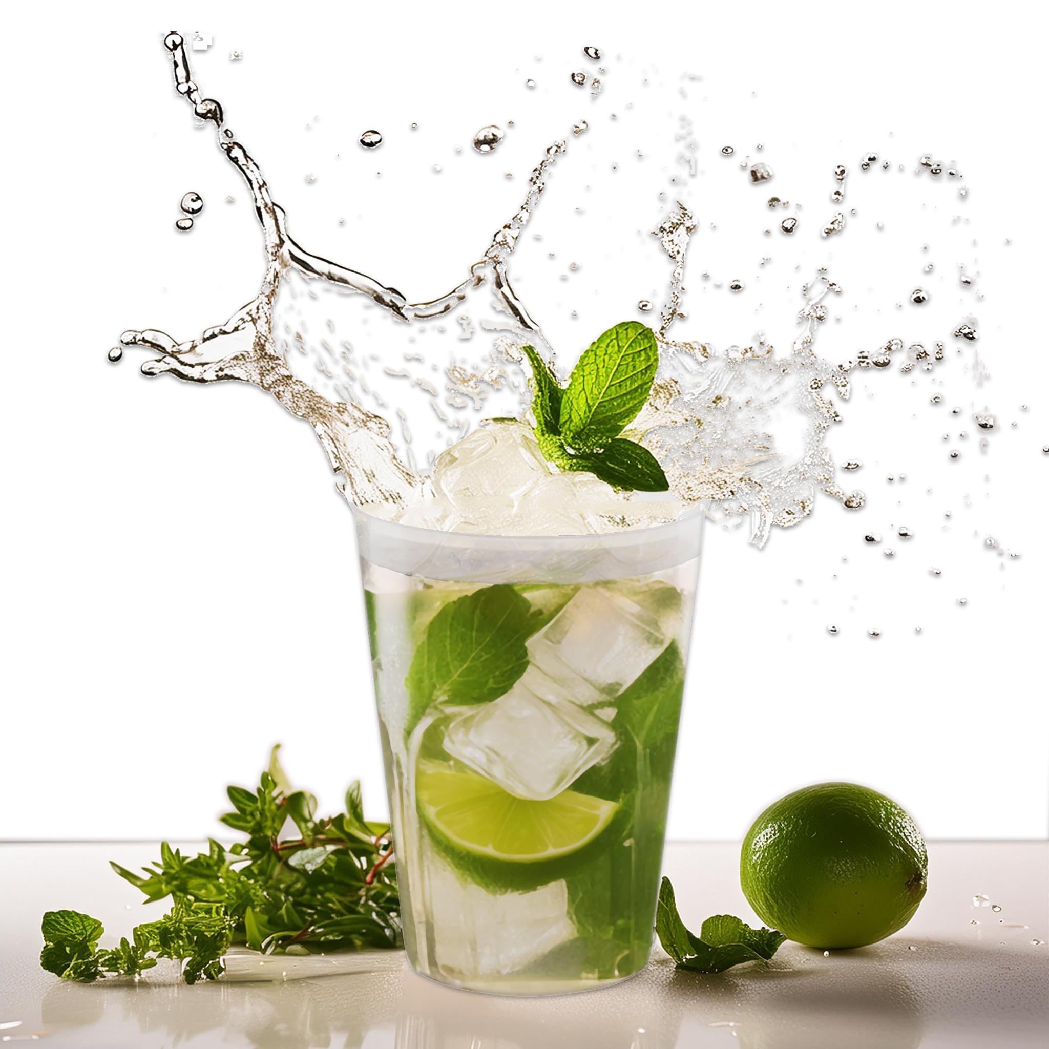 20 Vasos 580 ml Plástico Flexible Reutilizable Lavable. Coctel Mojito Cubata Sidra Fiesta Camping Halloween (20 Vasos(Translucidos))