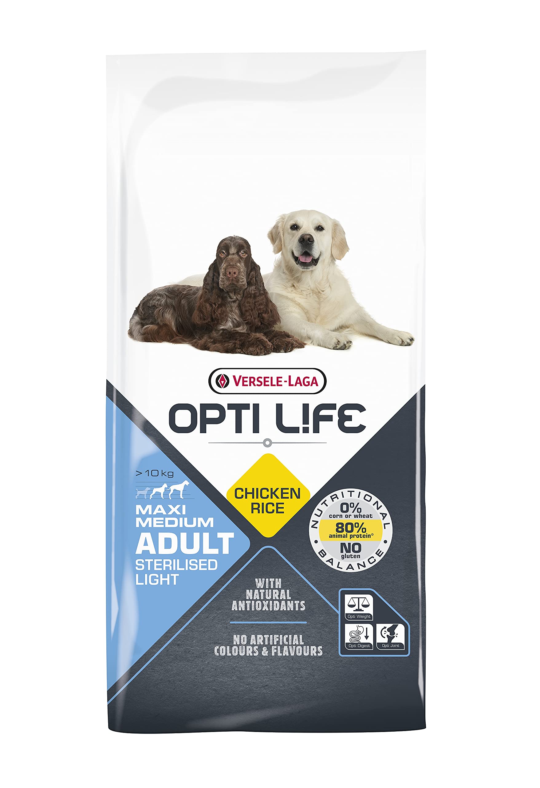 VERSELE-​LAGA - Opti Life Adult Light Medium & Maxi - Croquettes pour Chiens en Surpoids Grands et Moyens - 12,​5kg