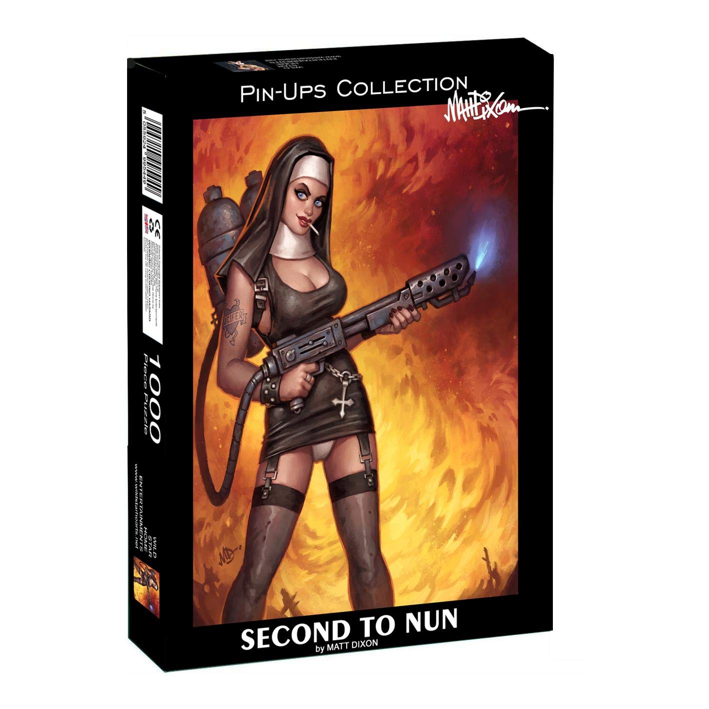 Wild Star Hearts Second to Nun 1000 Piece Jigsaw Puzzles for Adults, Gothic Dark Fantasy Pin-up Art by Matt Dixon (Includes Poster Puzzle Guide)