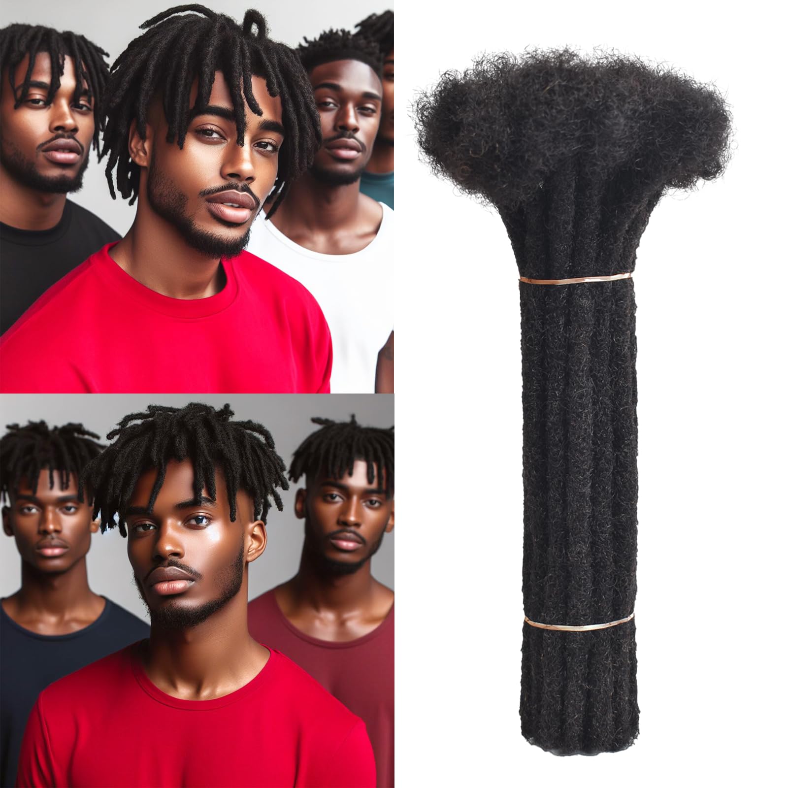 FREESHOW 0.4cm and 0.6 0.8cm Thickness Options 6-18 Inch 60 Strands 100% Human Hair Full Hand-made Permanent Locs Extensions Bundles Can Be Dyed and Bleached for Men/Women Real Dreadlock Extensions