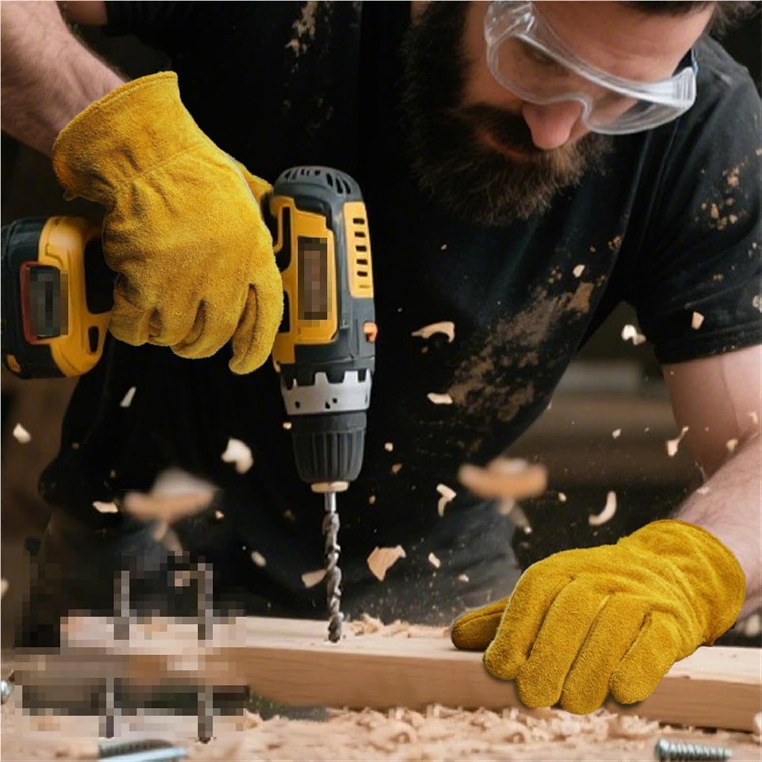 Leather Working Gloves Protective Garden Gloves for Men with Strong Grip for Ranching Farming Gardening