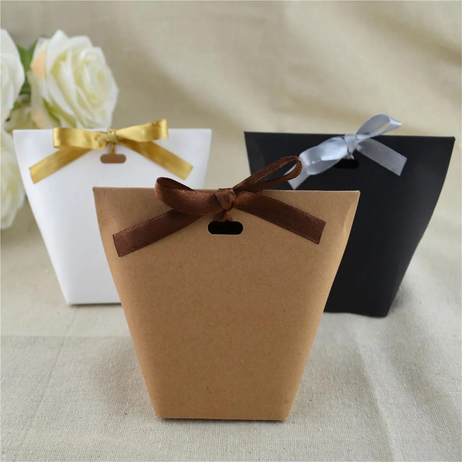 Scatoline Portaconfetti 10pcs Kraft Paper Candy Box Packaging Bag(50pcs white)