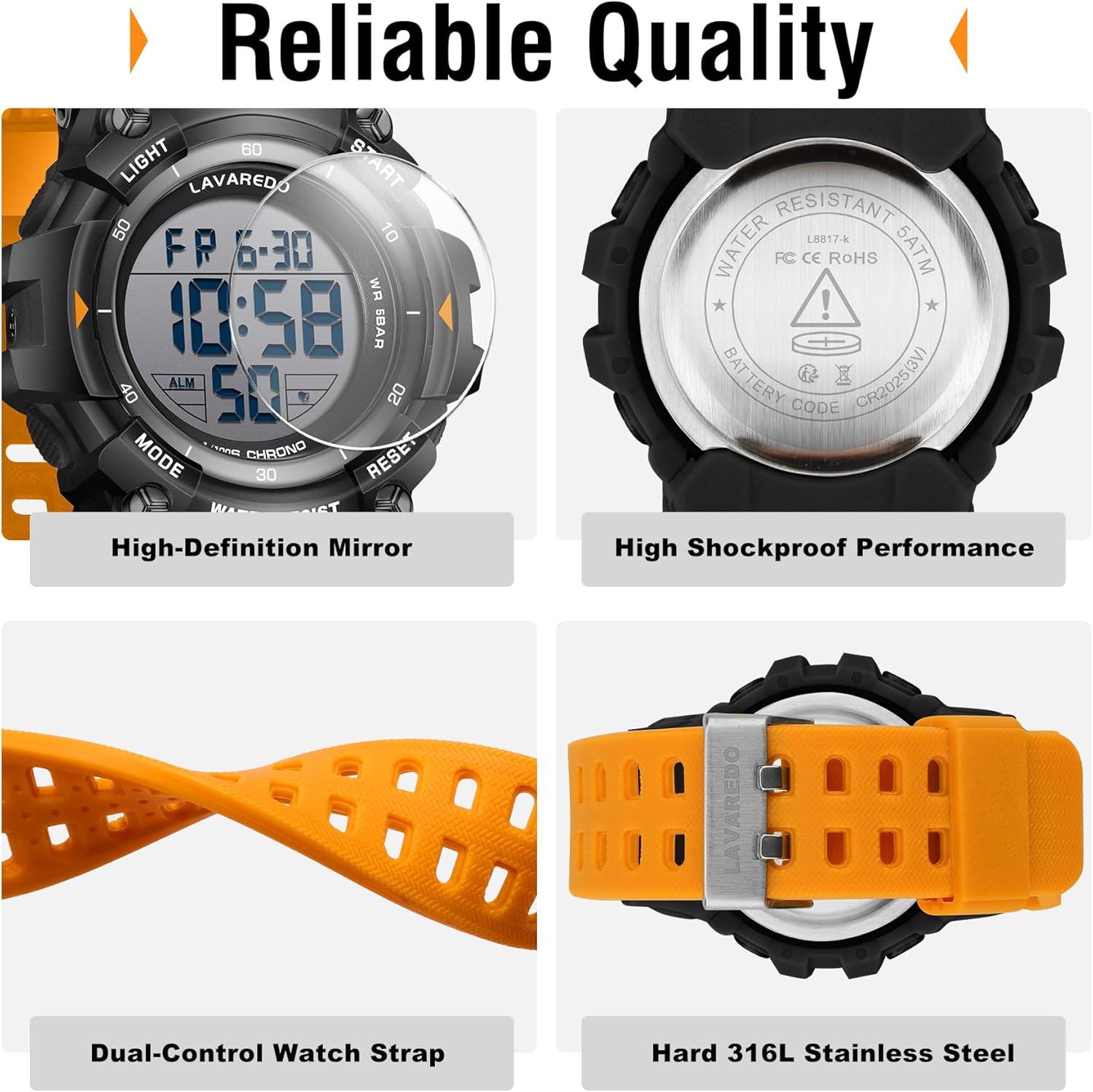 Men's Digital Watch Sports Outdoor Waterproof Watches for Men with LED Backlight Alarm Stopwatch Mens Watches Digital Chronograph Military Date - Image 2