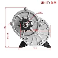 Vista 2 de Motor eléctrico de reducción de engranajes MY1016Z3, 24 V - 350 W, con piñón de 9 dientes para patinete eléctrico