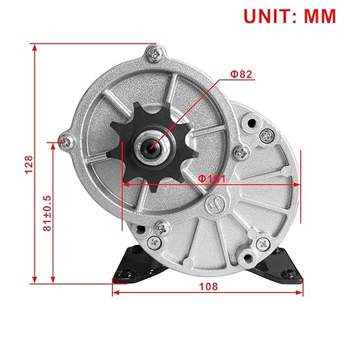 Miniatura 2 de BEMONOC Motor eléctrico de reducción de engranajes MY1016Z3 de 24 voltios y 350 vatios con piñón de 9 dientes