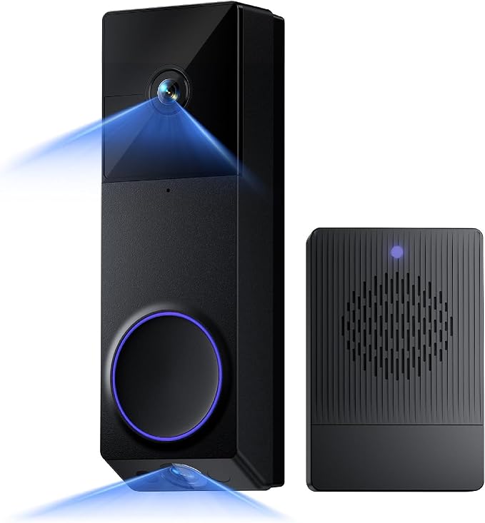 WYZE Wireless Duo Cam Video Doorbell (Chime Included), Battery Powered, 2K Full HD Video, 2 Cameras (People and Package), 2-Way Audio, Color Night Vision