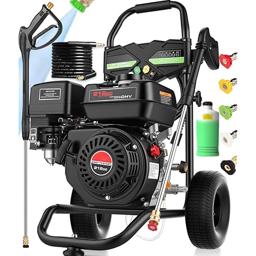 4200PSI Pres*Sure Washer Cleaner 4.0GPM Gas Po*wer Washer 212CC Gas Powered Washing Machine Commercial High Washer Cleaner with 32ft Hose&5 Nozzles for Patio Garden Yard Vehicle,EPA/CARB/ETL
