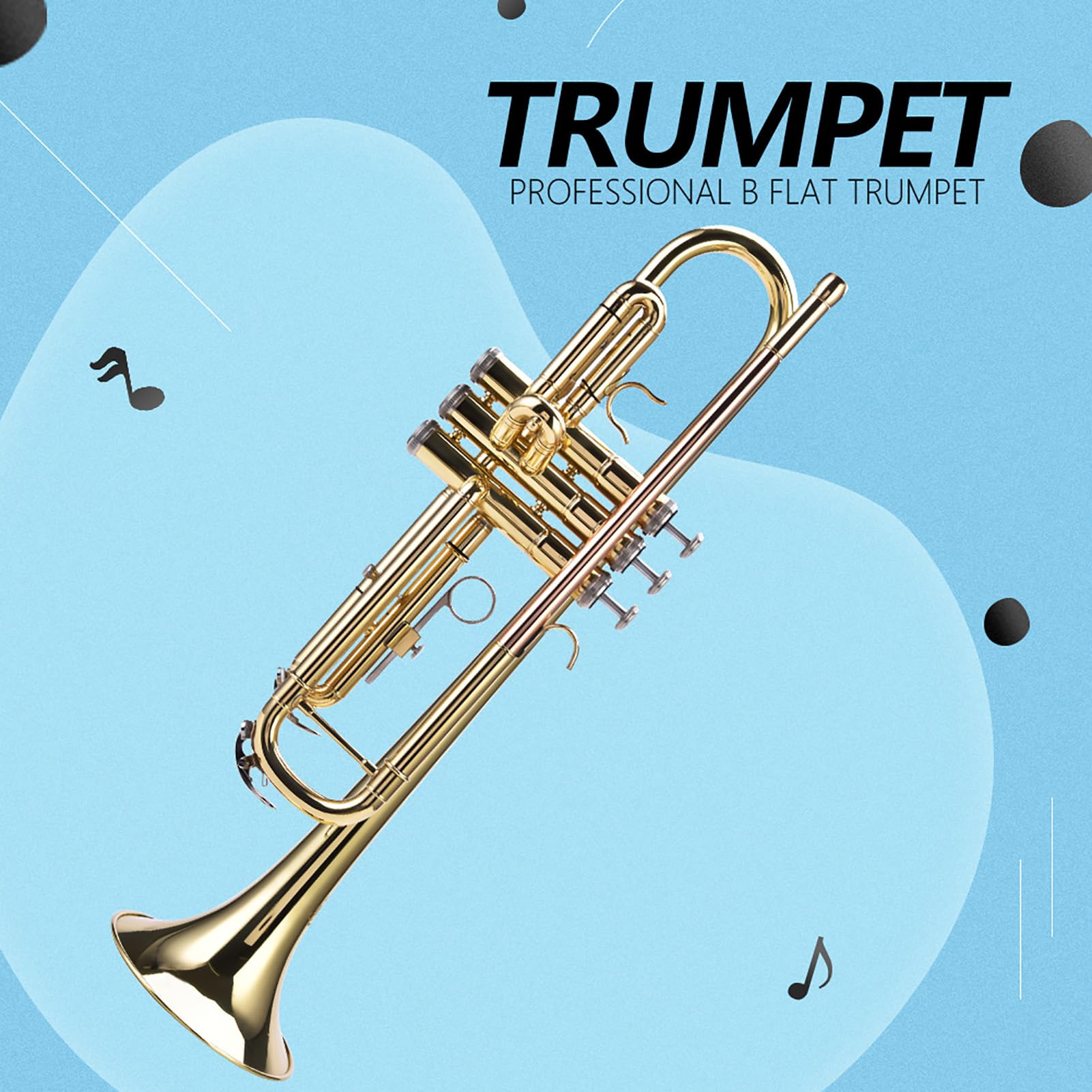 Aramox Messing-Trompete für Anfänger, Elegantes Aussehen mit Präzisem Klang, Leichte Messing-Trompete für Angehende Musiker mit Tragetasche (GOLD)