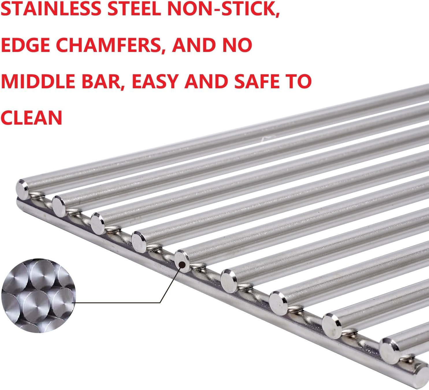 J&HYBBQ 4Pcs Stainless Steel Grill Grate 19 1/4 x 7.5 Inch, 7.8 mm Rod BBQ Grill Grate Compatible with Bull Angus, Brahma, Outlaw, Steer Premium, Lonestar Select, 7 Burner Premium, Lion Premium