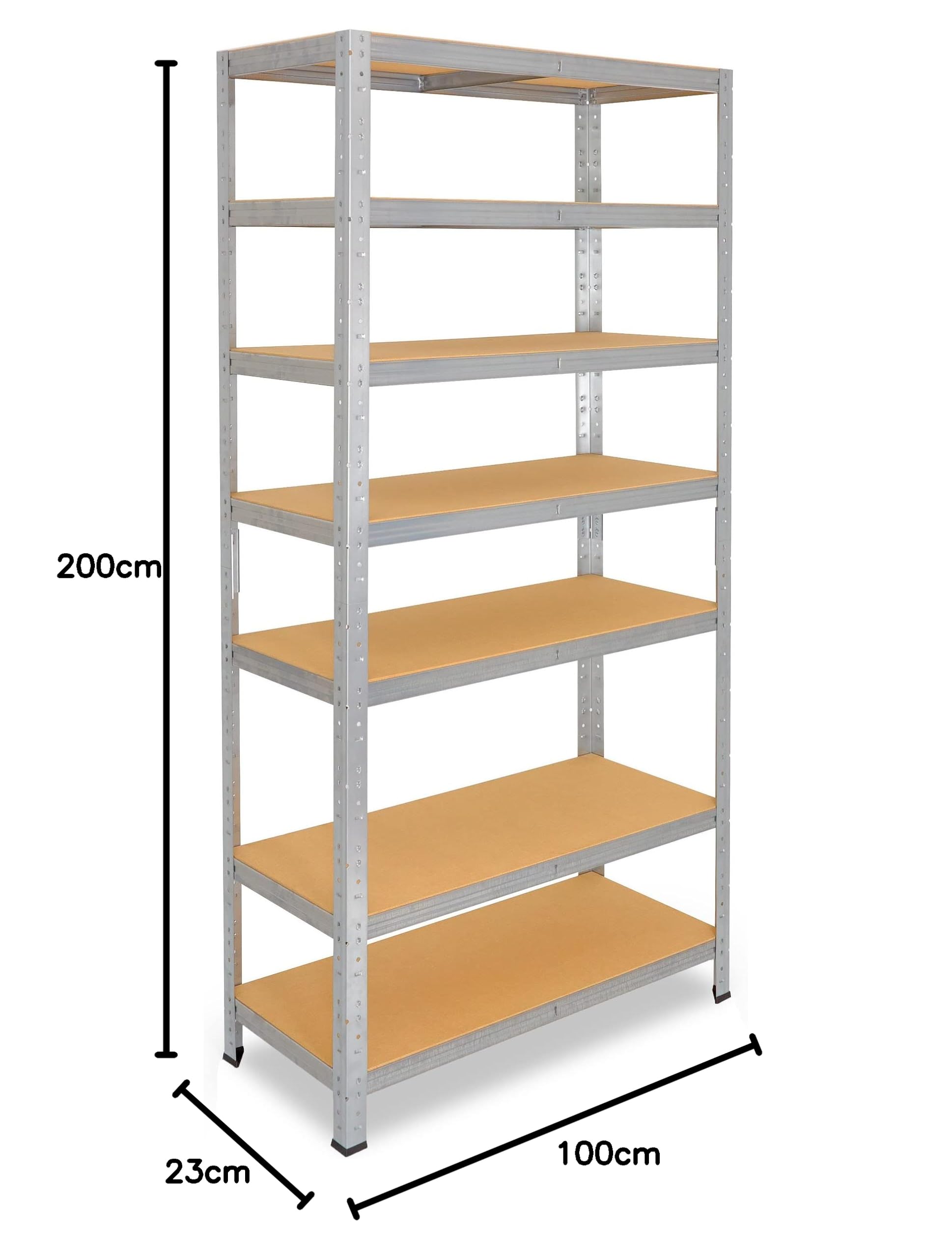 shelfplaza Home 200x100x23 cm Schwerlastregal in verzinkt mit 7 Böden und 125 kg Traglast pro Boden