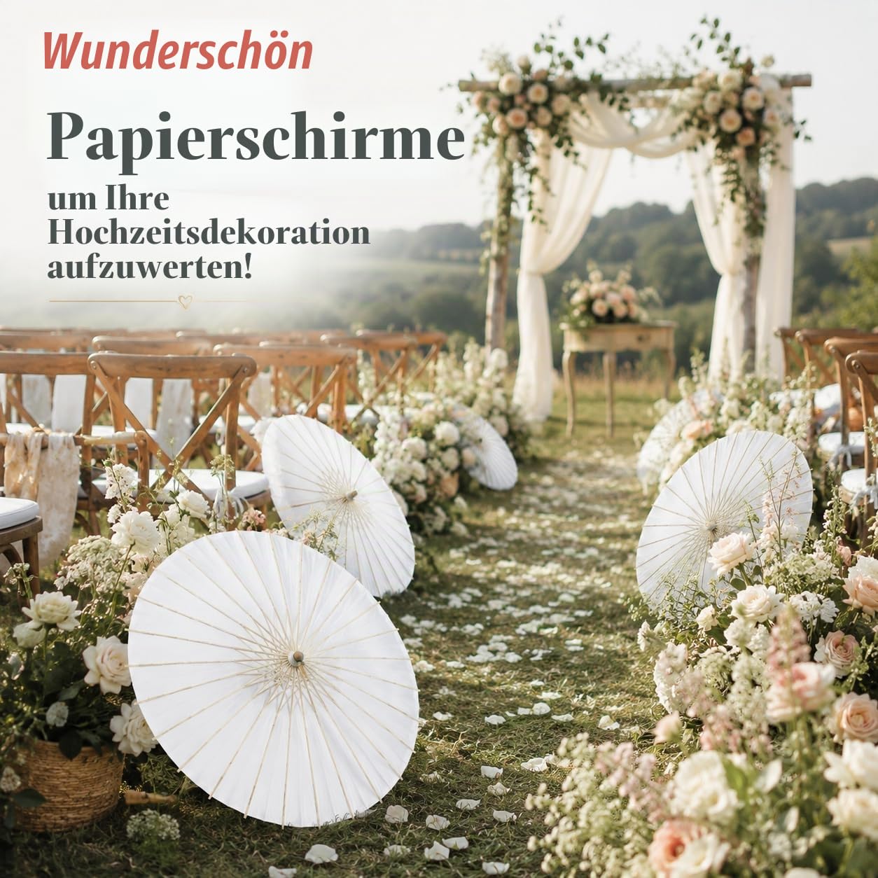 HOOMUU Hochzeit Papier Regenschirme für Frauen - Chinesisch Japanisch DIT Weißes Papier Sonnenschirm…