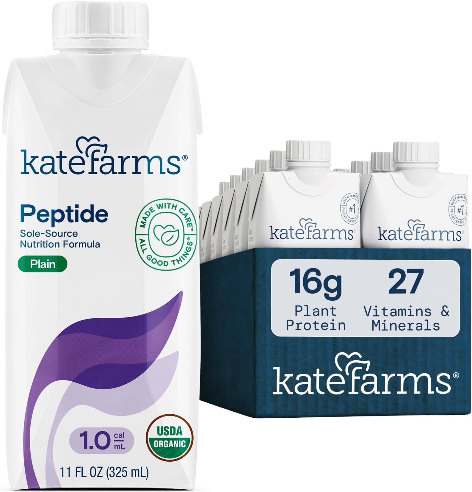 KATE FARMS Adult Peptide 1.0 Formula, Vanilla, 12 Pack