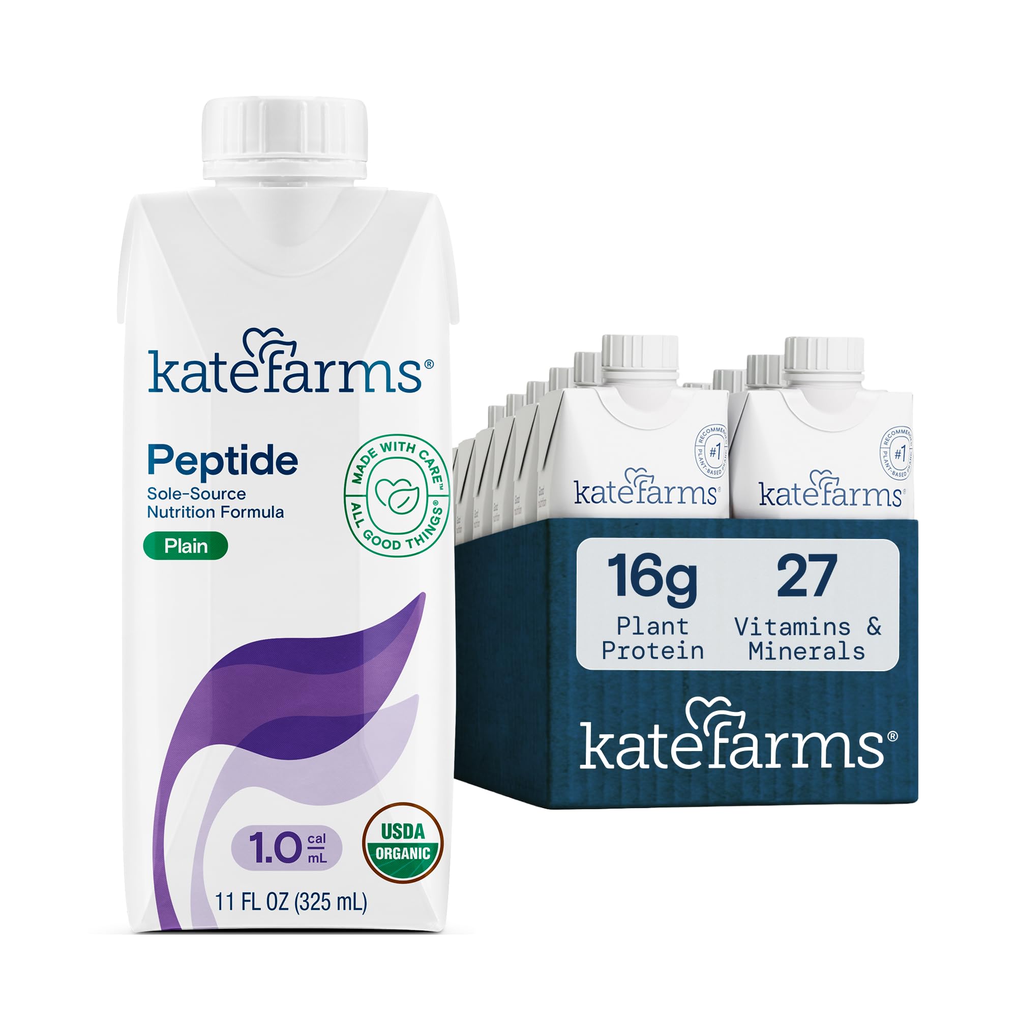 KATE FARMS Adult Peptide 1.0 Formula, Vanilla, 12 Pack