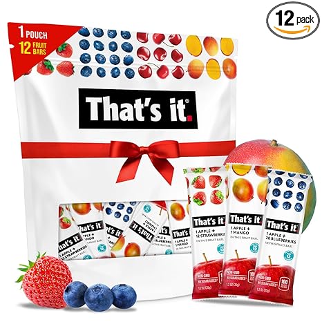 That's it. Variety Pack 100% Natural Real Fruit Bar, Best High Fiber Vegan, Gluten Free Healthy Snack, Paleo for Children & Adults, Non GMO No Added Sugar, No Preservatives Energy Food (12 Pack)