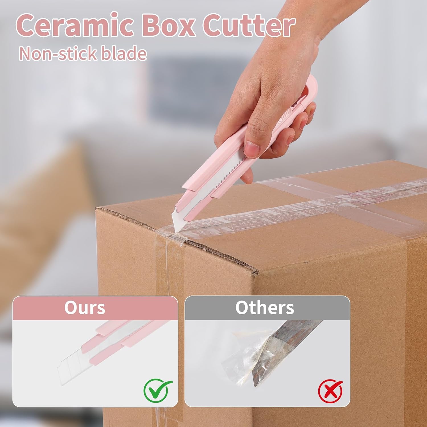 Ceramic Utility Knife - Retractable Blade Craft Knife with Safety Lock, Ergonomic Non-Slip Grip - Ideal for Paper, Fabric, Crafts & DIY Projects (pink)