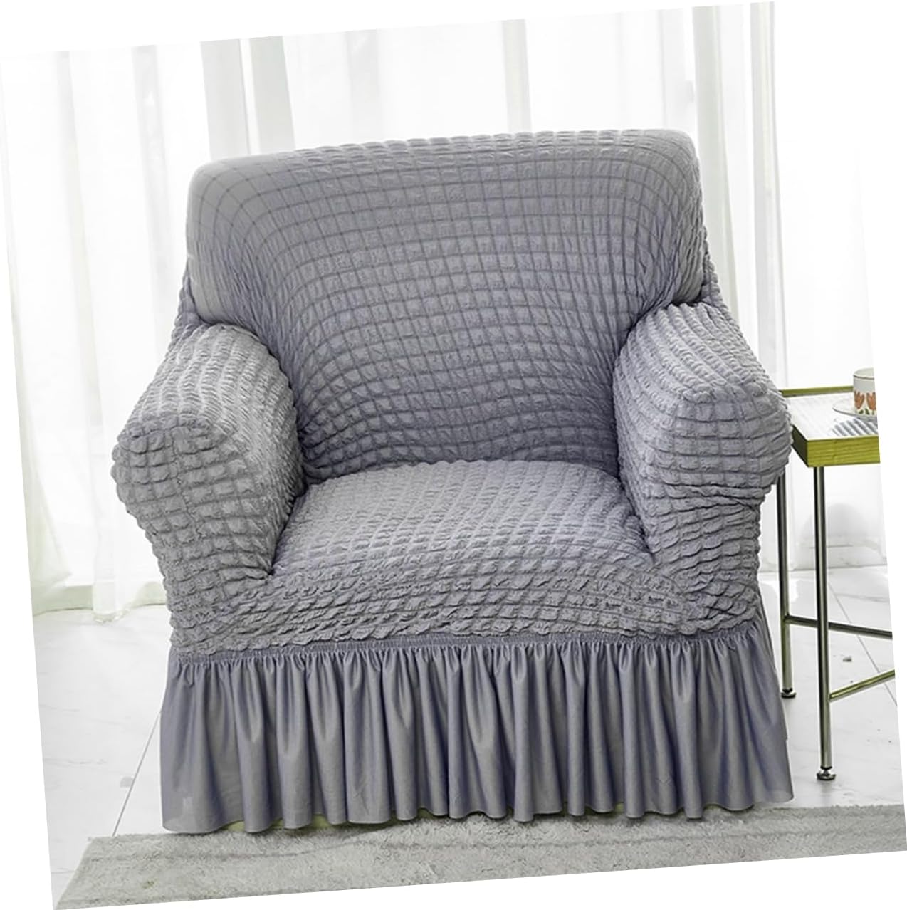 Chenille Sofa Covers Stretch Recliner Slipcover Large Couch Cover Protective Gray Pockets