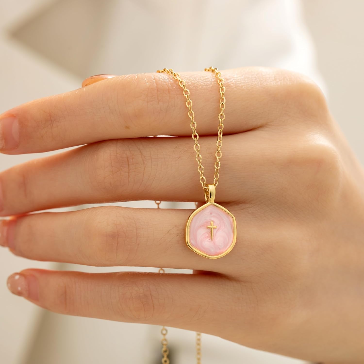 CHESKY Cross/Haert Necklace for Women Trendy, Dainty 14K Gold Plated Cross/Heart Pendant Necklace Cute Charm Choker Christian Necklace Religious Jewelry for Women Gifts - Image 5