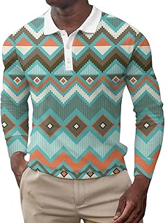 Men's Fashion Polo Shirt Long Sleeve Casual Golf Work Tee Top Classic Long Sleeve T Shirt Mens Floral Print Funny Polo Shirts for Men Adult Raves Halloween Moisture-Wicking Men's Activewear T-Shirts