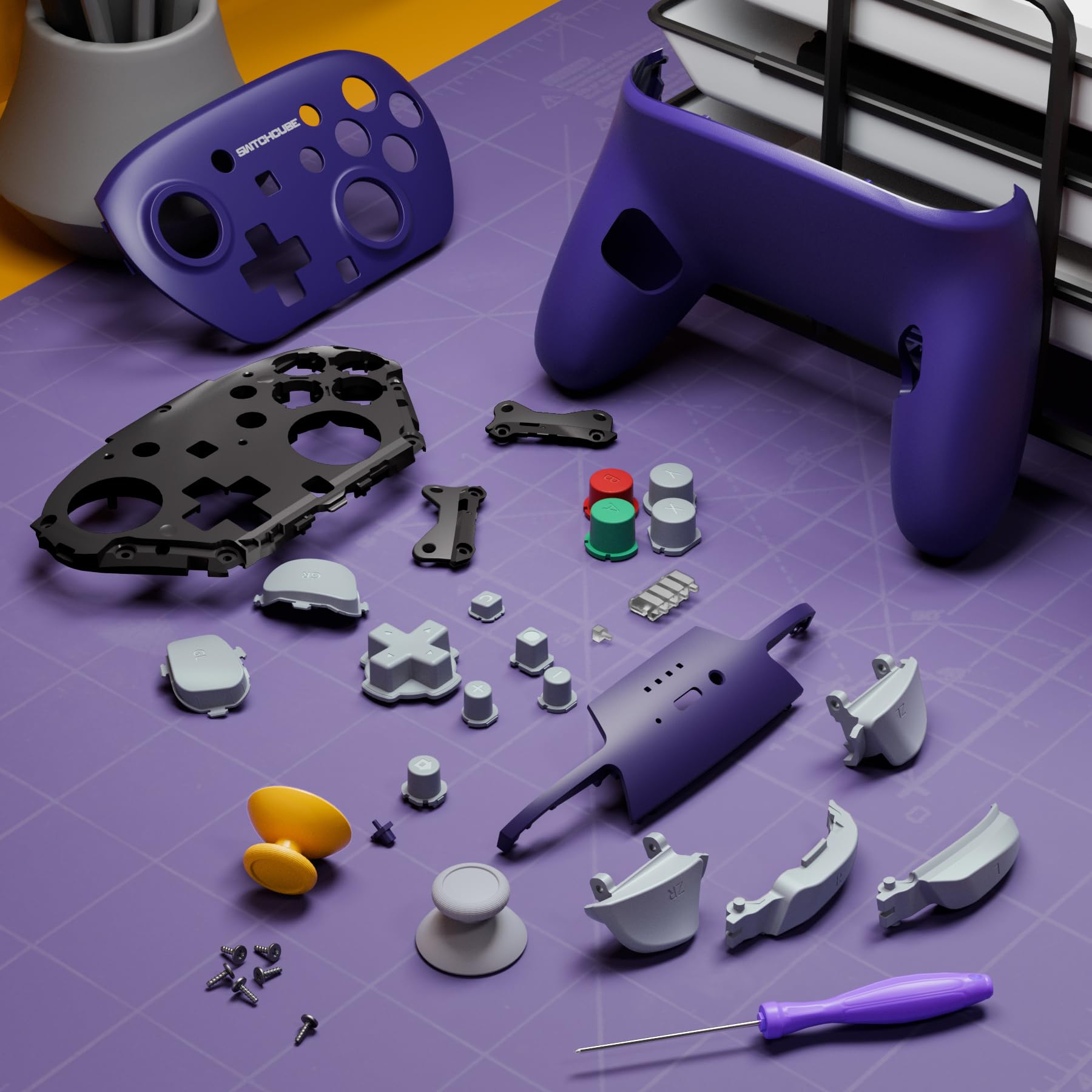 eXtremeRate Coque pour Switch 2 Pro Manette,Coque Avant Arrière avec Joystick Analogique & Boutons de Remplacement pour Nintendo Switch 2 Pro Controller-Violet NGC Classique