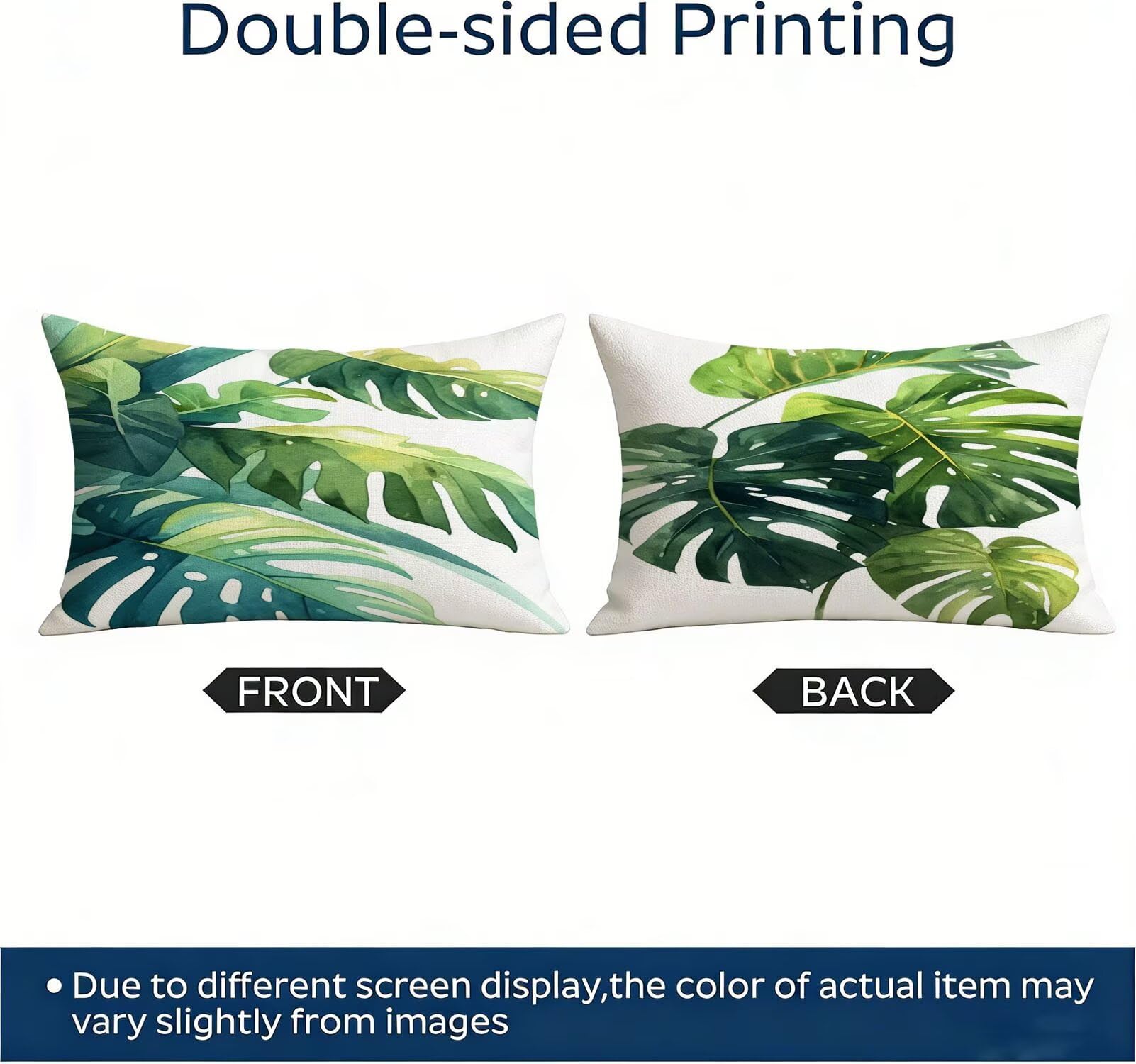Housse de Coussin Canapé Vert 50x60cm Exterieur Impermeable Feuilles Tropicales Taie D'oreiller Décoratif Aesthetic Housse Coussin Decoration pour Chambre Sofa Jardin Balcon Terrasse Lot de 2. T-2737